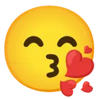 kissing face with smiling eyes + face blowing a kiss