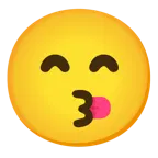 kissing face with smiling eyes + face with tongue