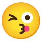 kissing face with smiling eyes + winking face with tongue