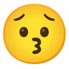 kissing face with smiling eyes + worried face