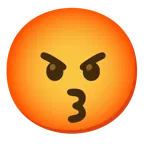 kissing face with smiling eyes + enraged face
