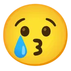 kissing face with smiling eyes + crying face