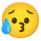 kissing face with smiling eyes + sad but relieved face