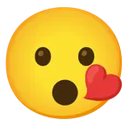 kissing face with smiling eyes + hushed face