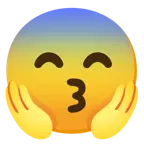 kissing face with smiling eyes + face screaming in fear