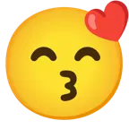 kissing face with smiling eyes + slightly smiling face
