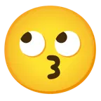 kissing face with smiling eyes + face with rolling eyes