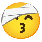 kissing face with smiling eyes + face with head-bandage