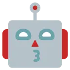 kissing face with smiling eyes + robot