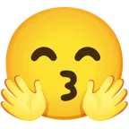 kissing face with smiling eyes + smiling face with open hands