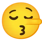 kissing face with smiling eyes + lying face