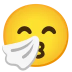kissing face with smiling eyes + sneezing face