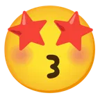 kissing face with smiling eyes + star-struck