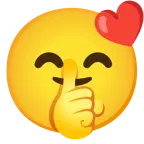 kissing face with smiling eyes + shushing face