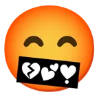 kissing face with smiling eyes + face with symbols on mouth
