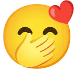 kissing face with smiling eyes + face with hand over mouth
