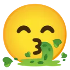 kissing face with smiling eyes + face vomiting