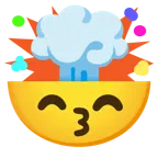 kissing face with smiling eyes + exploding head