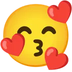 kissing face with smiling eyes + smiling face with hearts