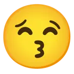 kissing face with smiling eyes + woozy face