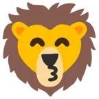 kissing face with smiling eyes + lion