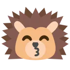 kissing face with smiling eyes + hedgehog