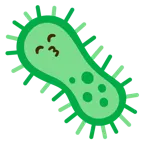 kissing face with smiling eyes + microbe