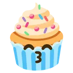 kissing face with smiling eyes + cupcake