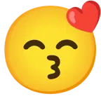kissing face with smiling eyes + smiling face