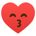 kissing face with smiling eyes + heart suit