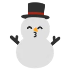 kissing face with smiling eyes + snowman without snow