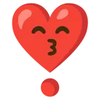 kissing face with smiling eyes + heart exclamation