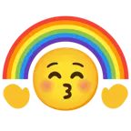 kissing face with closed eyes + rainbow