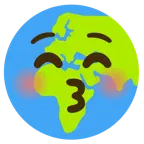 kissing face with closed eyes + globe showing Europe-Africa