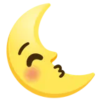 kissing face with closed eyes + last quarter moon face