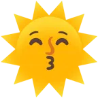 kissing face with closed eyes + sun with face
