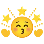 kissing face with closed eyes + glowing star