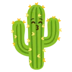 kissing face with closed eyes + cactus