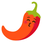kissing face with closed eyes + hot pepper