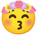 kissing face with closed eyes + tulip