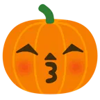kissing face with closed eyes + jack-o-lantern