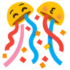 kissing face with closed eyes + confetti ball