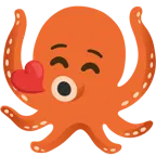 kissing face with closed eyes + octopus