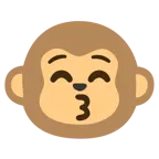 kissing face with closed eyes + monkey face