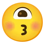kissing face with closed eyes + eye