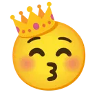 kissing face with closed eyes + crown