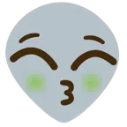kissing face with closed eyes + alien