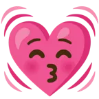 kissing face with closed eyes + beating heart