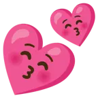 kissing face with closed eyes + two hearts