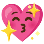 kissing face with closed eyes + sparkling heart